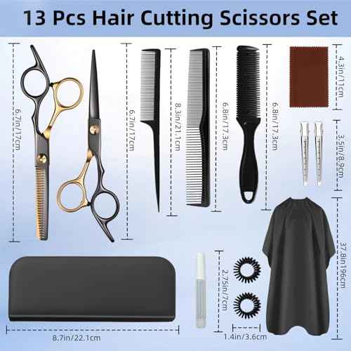 13 PCS Hair Cutting Scissors Shears Kits£¬Professional Haircut Scissors Kit with Cutting Scissors£¬6.5 Inches Hair Cutting Scissors Kit for Men/Women/Kids/Salon & Home