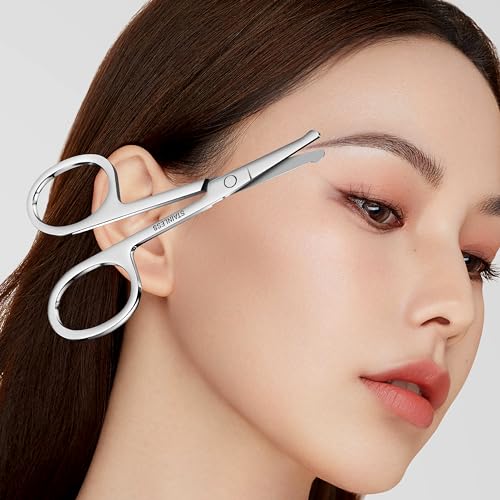5-Piece Men's Safety Rounded Tip Small Scissors - Professional Stainless Steel Trimming Scissors for Mustache, Nose, Beard, Eyebrows, Eyelashes, and Ear Hair Cutting