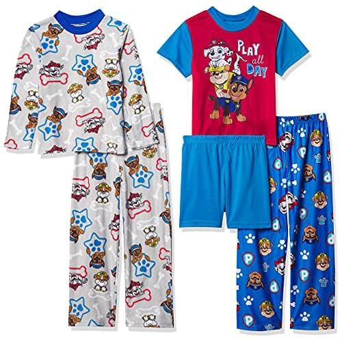 Nickelodeon Boys' Paw Patrol 5-piece Loose-fit Pajama Set, Soft & Cute for Kids
