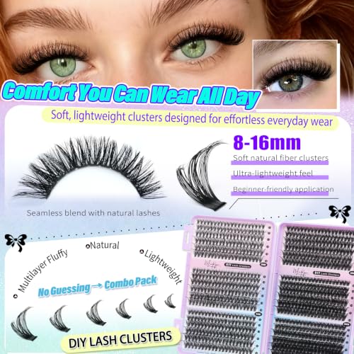 Lash Clusters 708 Pcs Mixed 8-16mm, 30D-100D Wispy Extensions