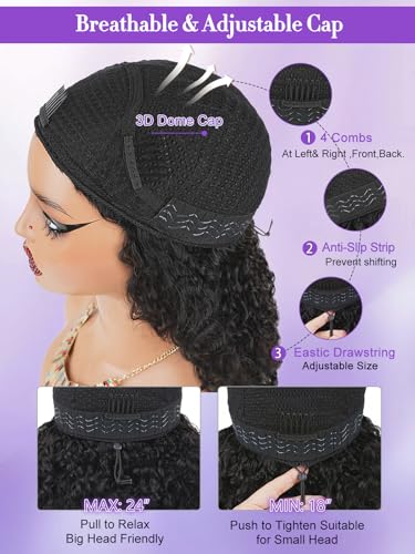 Burmese Curly Half Wig Human Hair 18" 180% Density Glueless