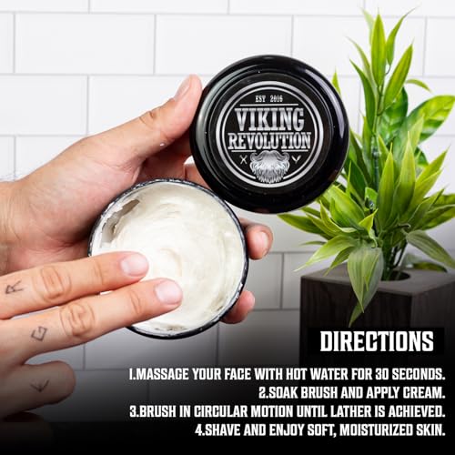 Viking Revolution Luxury Shaving Cream for Men- Sandalwood Scent - Soft, Smooth & Silky Shaving Soap - Rich Lather for the Smoothest Shave - 5.3oz (Pack of 2)