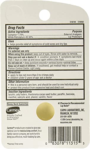 Carmex Classic Medicated Lip Balm, 0.25 oz (Pack of 3)