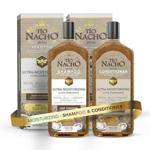 Tio Nacho Ultra-Moisturizing Frizz Control Shampoo and Conditioner Set with Organic Coconut Oil and Royal Jelly for Deep Hydration, Anti-hair loss products for healthier-looking hair, 14 fl oz Each