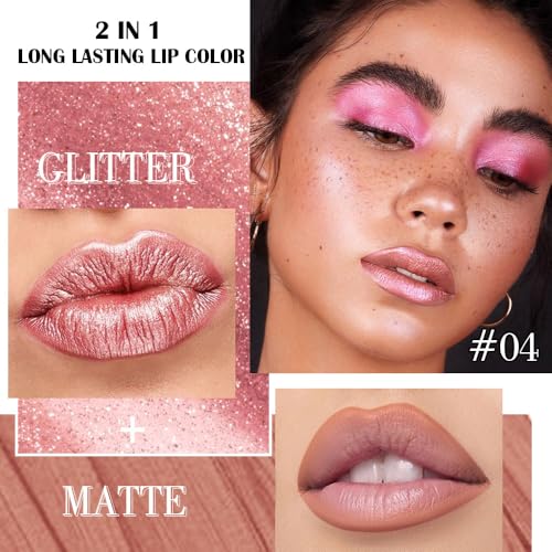 Rose Gold 2-in-1 Lip Liner & Liquid Lipstick Set, 21 Shades