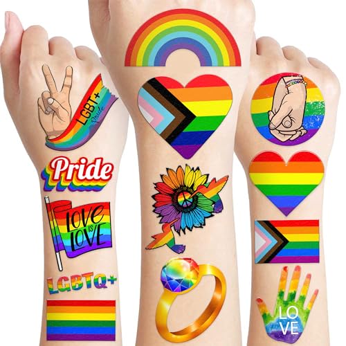 120 PCS Pride Rainbow Temporary Tattoos Waterproof