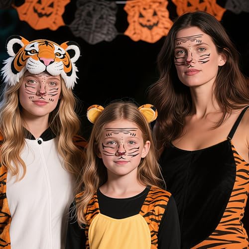 Tiger Face Glitter Stickers - Temporary Tattoos for Halloween