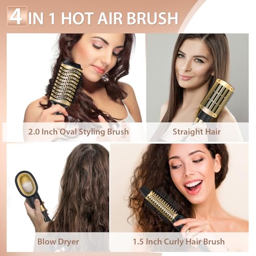 Natrial Hot Air Brush Blow Dryer - 3 Heat Settings, Ceramic, All Hair Types