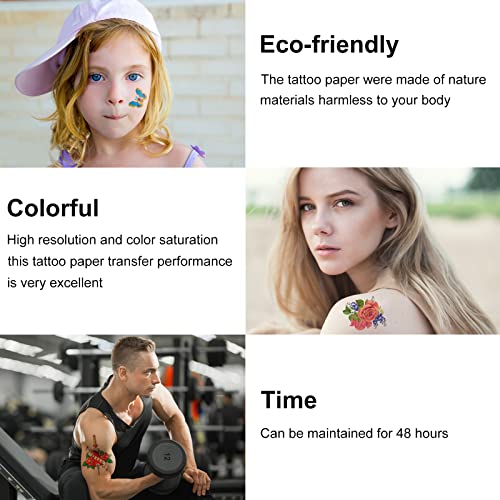Printable Temporary Tattoo Paper for Laser Printer, 8.5x11 (10 Sheets)