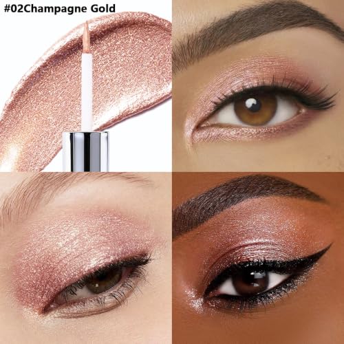 IATMOMOD 02# Champagne Gold Shimmer Liquid Eyeshadow 1 Count — Long Lasting & Buildable