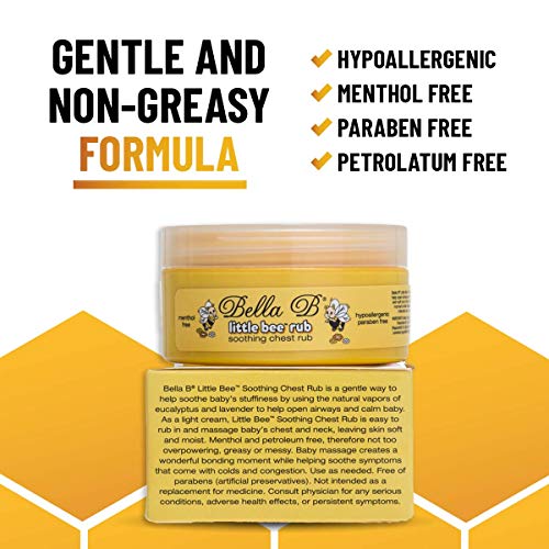 Bella B Little Bee Soothing Baby Chest Rub 2 oz - Baby Vapor Rub Lavender - Eucalyptus Chest Rub For Infants - Eucalyptus Vapor Rub - Natural Vapor Rub - Soothing Vapor Rub - Soothing Chest Rub