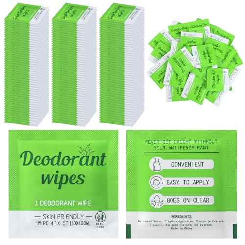 Timgle 100 Pcs Mini Travel Deodorant Wipes Individually Wrapped Armpit Antiperspirant Deodorant Sweat Body Wipes for Women Men Teens Sports Travel Clean Skin Underarm Excessive Sweating(Aloe Vera)