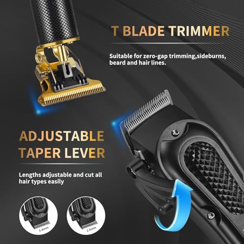 LQT¢ç Men's Professional Hair Clippers Kit£¬Cordless & Corded Barber Clippers Set£¬Grooming Rechargeable Beard Trimmer with Adjustable Blade Black