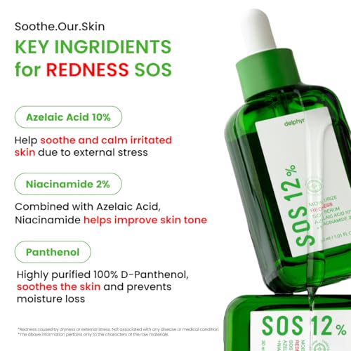 Moisturize Redness SOS Azelaic Acid 10% + Niacinamide 2% Serum ? Redness & PIH Soothing, Vegan & Fragrance-Free, Non-Comedogenic (30ml/ 1.01 fl oz.)
