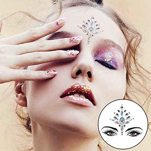 Face Gems, 10 Sets Mermaid Face Jewels Festival Gems Rhinestones Rave Eyes Body Bindi Temporary Stickers Crystal Stickers Decoration(Bright)