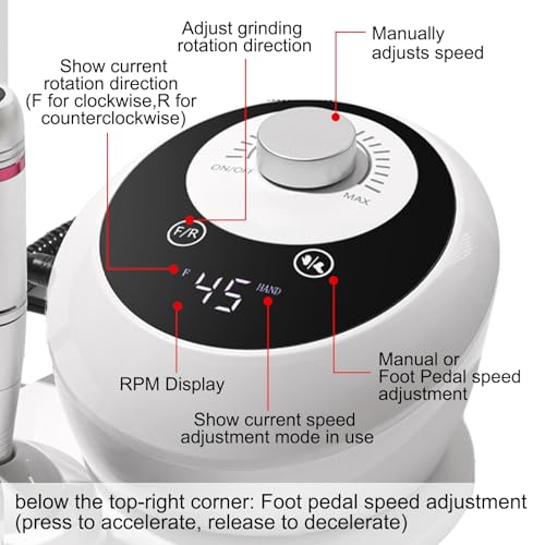45000RPM Electric Nail File Drill Professional Kit, Drill Machine Manicure Pedicure Polishing Acrylic Gel Nail Grinder for Salon, Home Use