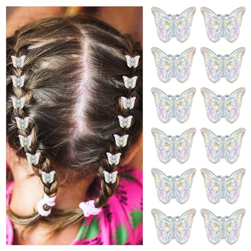 12Pcs Colorful Butterfly Hair Clips for Girls & Women - Non-Slip Tiny Claw Accessories