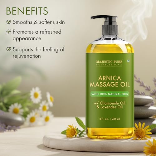 Majestic Pure Arnica Massage Oil 8 Fl Oz - Relaxing Body & Post-Workout Care