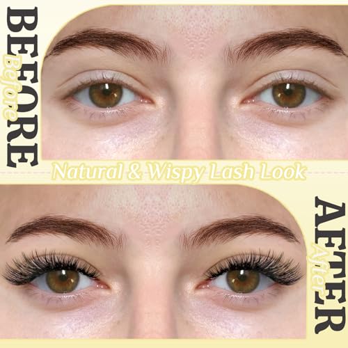 Natural Lashes Fox Eye Wispy Lashes Clear Band False Eyelashes Cat Eye Strip Lashes Foxy Lash Extensions 7 Pairs