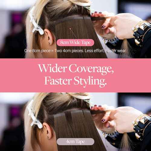 GOO GOO Tape in Hair Extensions Human Hair, 4A Chocolate Brown, 8cm Wide Tape, 18inch 10pcs 50g, Tape Weft Hair Extensions, Real Human Hair, Seamless Tape in