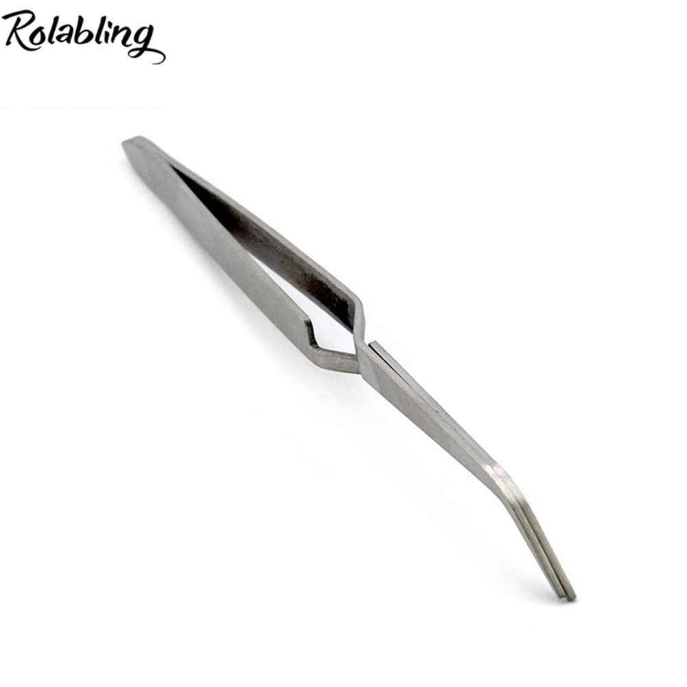 Rolabling Nail Art Tweezers Manicure Rhinestones Picking Tools Clip Stainless Steel Nail Art Tools (Size-1)