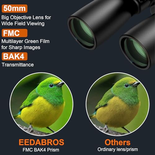 EEDABROS Binoculars for Adults, High Power Binoculars with Low Light Night Vision, Waterproof Binoculars for Bird Watching Sightseeing Traveling Football Games Stargazing with Carrying Case