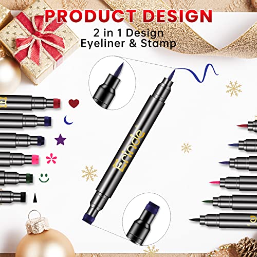 Erinde 6 Colors Liquid Winged Eyeliner Stamp Pen Set, Double-Ended Black Red Green Purple Blue Eye Liner Pencil, Long-lasting Waterproof Stamp Eyeliner Set for Eye Face Makeup