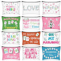 12 Pcs Mahjong Makeup Bags Set with Zipper - Travel Toiletry & Cosmetic Organizer for Women