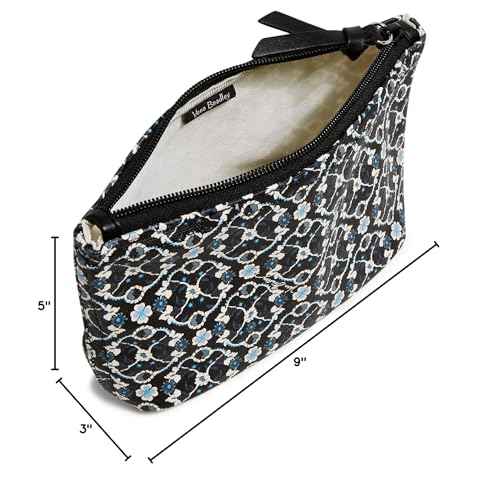 Vera Bradley Every Day Small Pouch Makeup Organizer Bag, Charcoal Vines