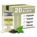 Travel Size Hotel Conditioner 20 Count 1 oz Bottles Guest Amenities for Hotels Vacation Rentals and Short Term Rentals Paraben Free Green Tea Scent Infused with Aloe and Olive Oil by Terra Pure