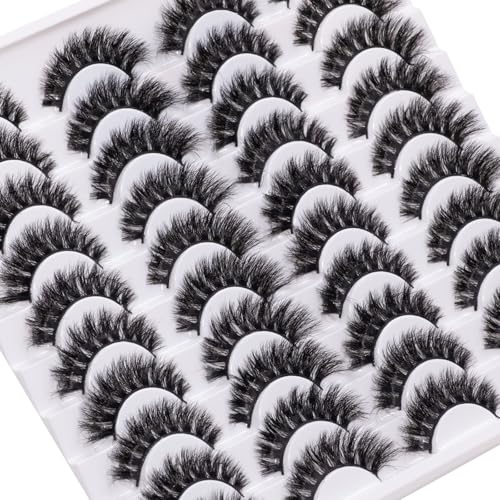 8D Faux Mink Lashes 20 Pairs - Soft Volume Cat Eye False Eyelashes