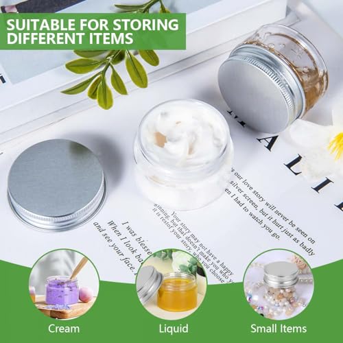 SenseYo 15 Pack 1 OZ Plastic Small Creams Container Jars with Lids for Travel (Silver Lids)