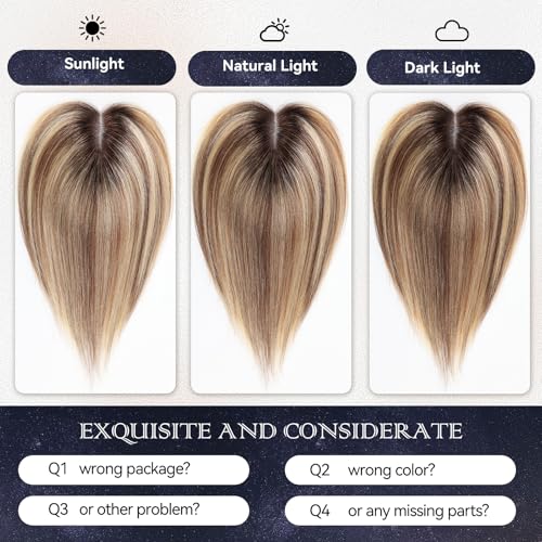Starluck Hair Topper for Women - 100% Remy Human Hair, 12" Ash Blonde