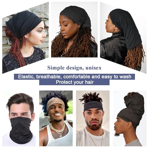 4 Pcs Dreadlock Tube Unisex Dreadlocks Bands Elastic Dreadlock Cap Head Wraps Dreads Sleep Cap Locks Headbands for Men and Women (Black, White, Gray, Red)