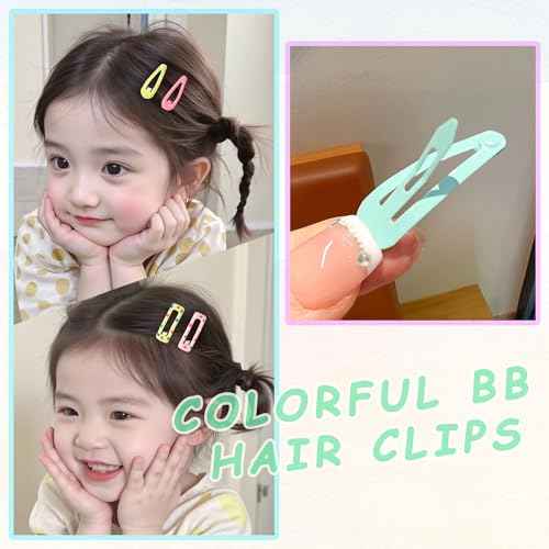 100pcs Toddler Hair Clips, Colorful Mini Snap Hair Clips for Baby Girl and Kids, Cute Small Barrettes for Fine Hair, 3 cm/1.18 Inch Metal Hair Accessories Set