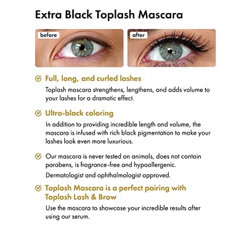 Toplash Extra Ebony Mascara with Keratin, Panthenol and Vitamin E