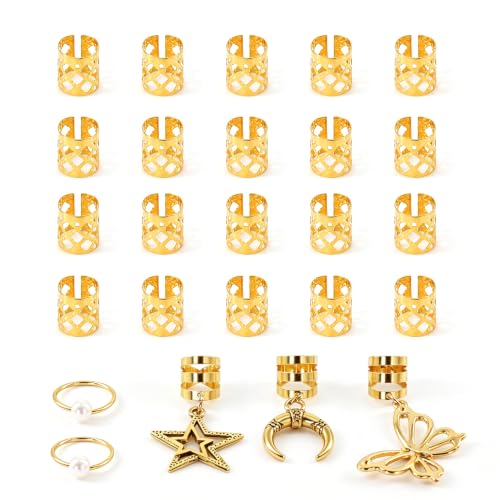 Gold Hair Cuffs for Braids - 25 Pcs Filigree Set