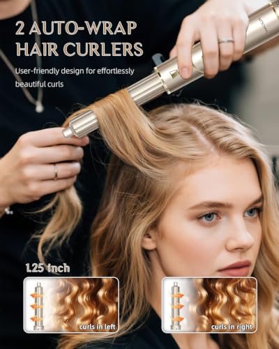 RUCHA 8 in 1 Hot Air Styler & Hair Dryer Brush - Champagne Gold
