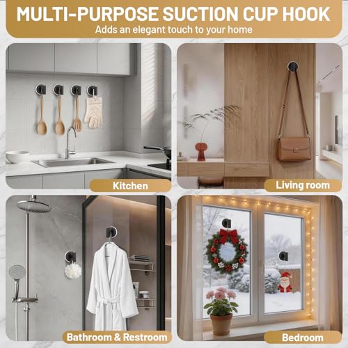Suction Cup Shower Hooks - Heavy Duty Rust-Resistant, 15 LB
