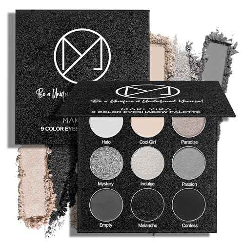 Black Grey Smokey Eyeshadow Palette Matte Black White Gray Silver Smoky Eye Shadow 9 Colors Eyeshadows Eye Makeup For Goth Look -9Black