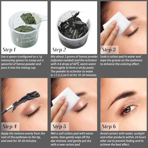Henna Eyebrow Tint Kit - Professional Smudge-Proof Color Dark Brown
