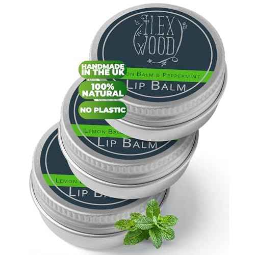 The Ilex Wood - Lip Balm Pack of 3 - Lemon Balm and Peppermint - All natural, coldsore prevention, cruelty free, plastic free, moisturising lip balm, handcrafted - 3 x 10ml (3 x 0.34 fl oz)