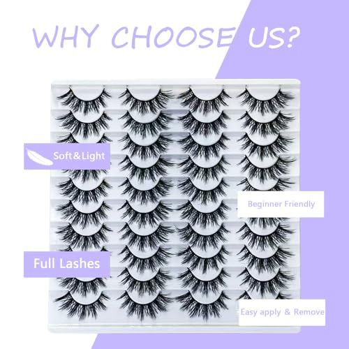 20 Pairs 5D Wispy Cat Eye Faux Mink False Eyelashes