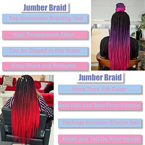 LILYKA SHOW 3 Packs 24 Inch Braiding Hair Extensions for Women Kanekalon Braiding Hair Ombre Jumbo Braiding Hair Extensions High Temperature Synthetic Braiding Hair for Twist Crochet Braids(3 Packs 24",peach red to lake blue)