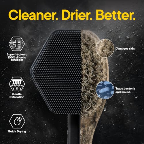 Silicone Back Scrubber with Long Handle - Charcoal