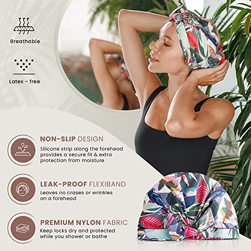 Reusable Waterproof Shower Cap Women | Leakproof Silicone Band