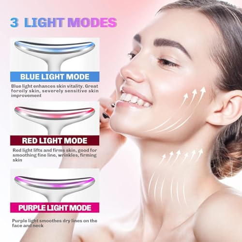 Portable Face Massager with 3 Light Modes?Red for Lifting & Firming, Blue for Skin Vitality, Purple for Smoothing Lines?450mAh Rechargeable Battery,USB Charging?Compact Anti Aging Device
