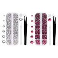 White and Rose Flatback Rhinestones for Nail Craft,Makeup,Gemstones Rhinestones with Tweezers and Picking Pen