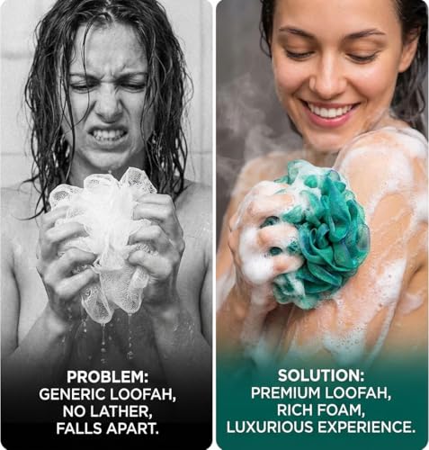 XL Exfoliating Shower Loofah Sponge Set of 4