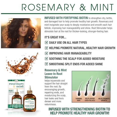Difeel Rosemary and Mint Infused with Biotin - Root Stimulator 7.1 oz. - Hair Growth Scalp Treatment, Helps Strengthen & Prevent Shedding